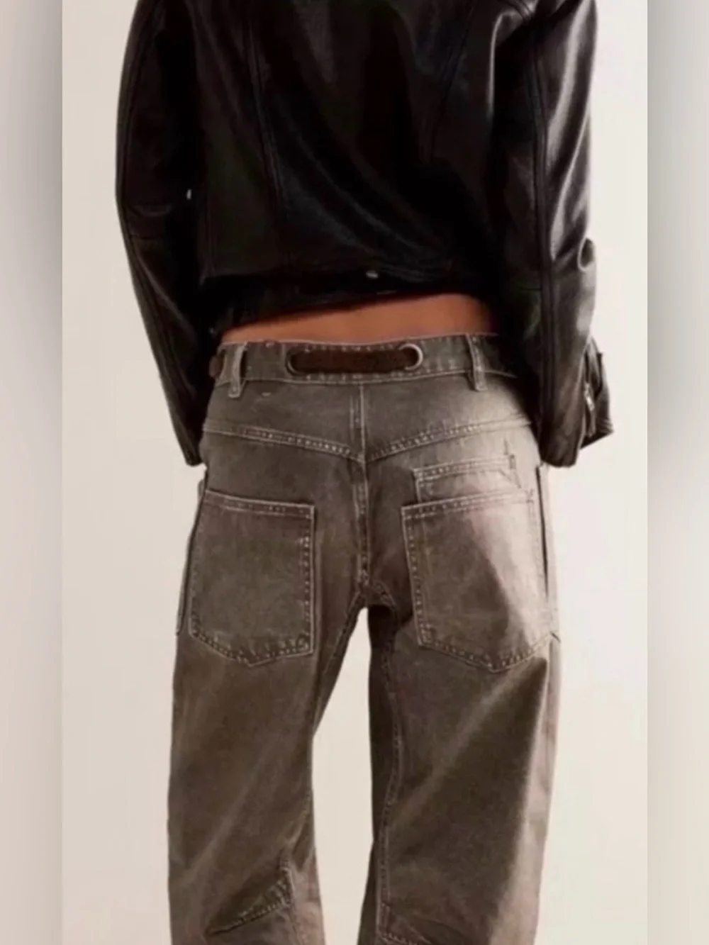 Free People We the Free Moxie Pull-On Barrel Jeans in Metallic gray Size 29